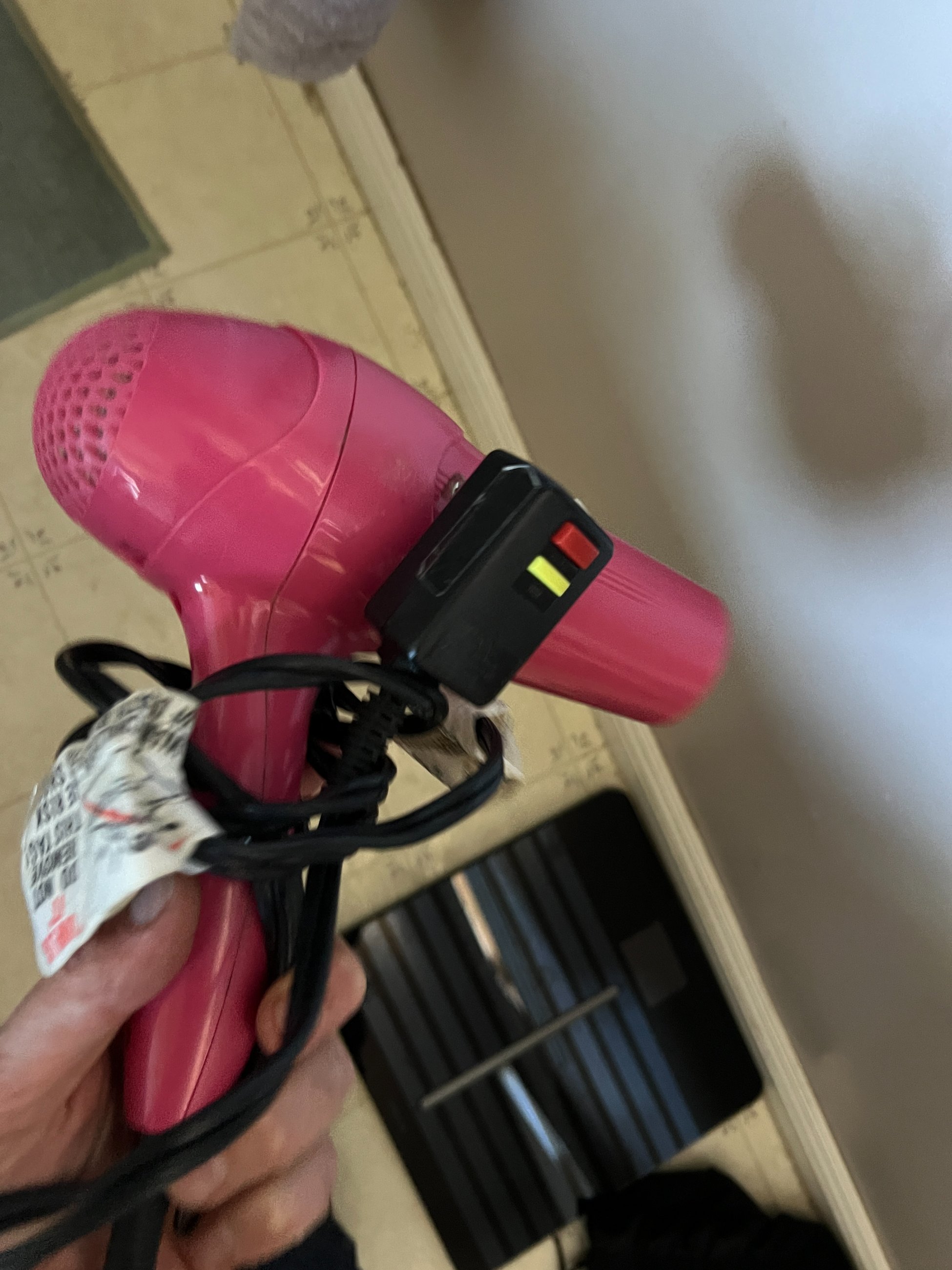 Pink Compact Hair Dryer with Safety Plug