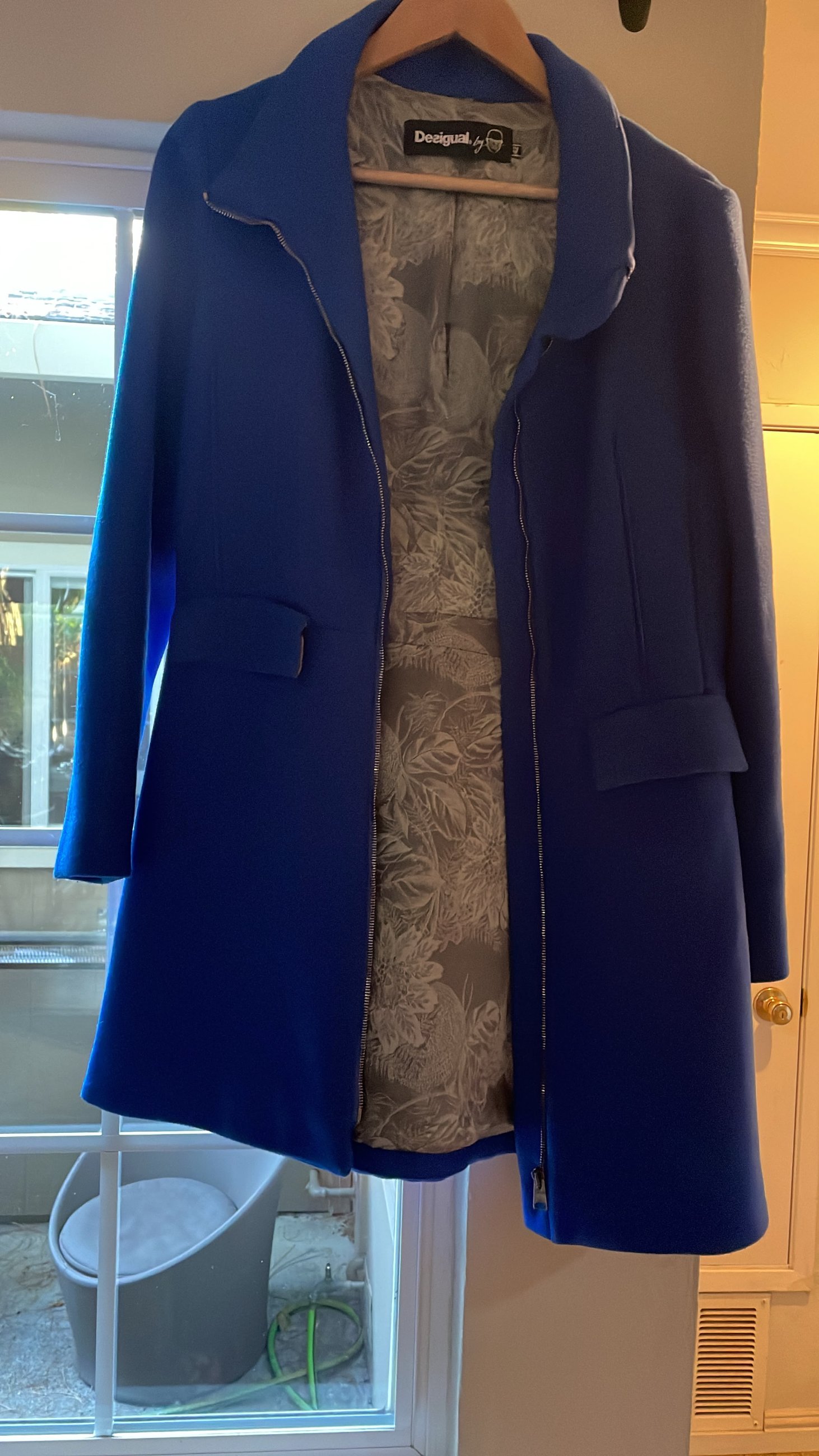 Desigual Royal Blue Zip-Front Coat